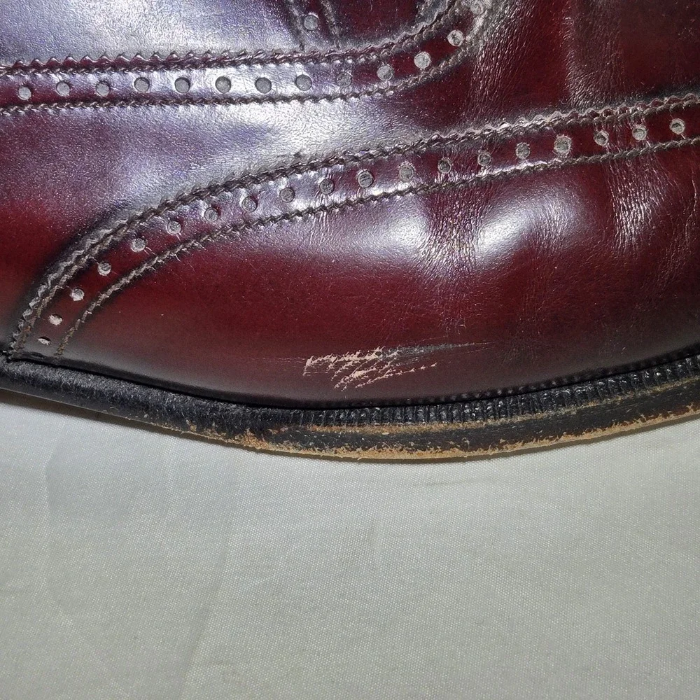 Salvatore Ferragamo Wingtip Mens 11.5 3E Burgandy Leather Oxford Shoes Italy